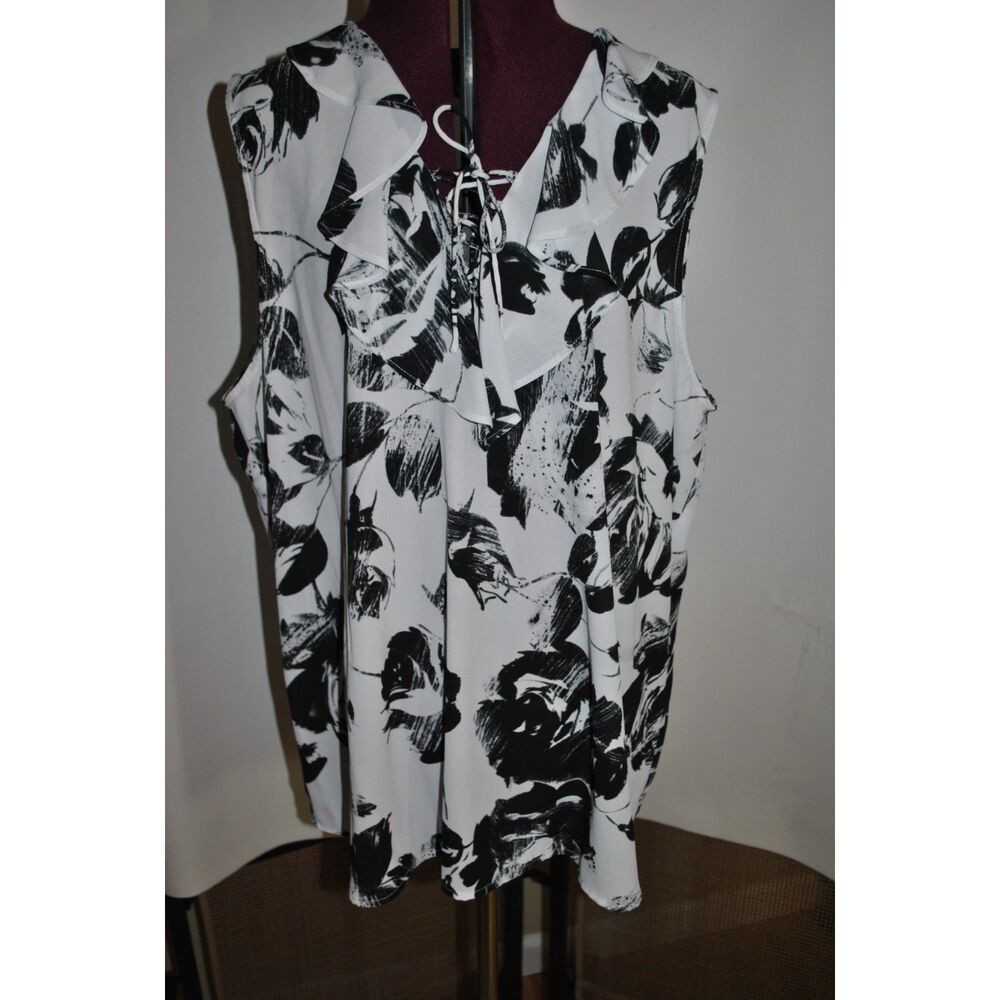 Karl Lagerfeld Paris Abstract Floral Sleeveless Blouse size XL